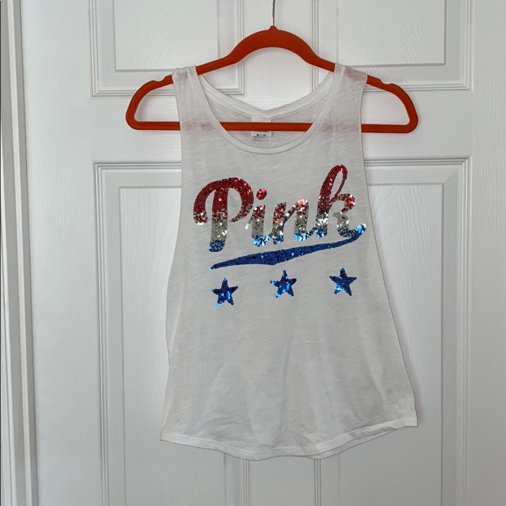 VS Pink sequined logo tank top